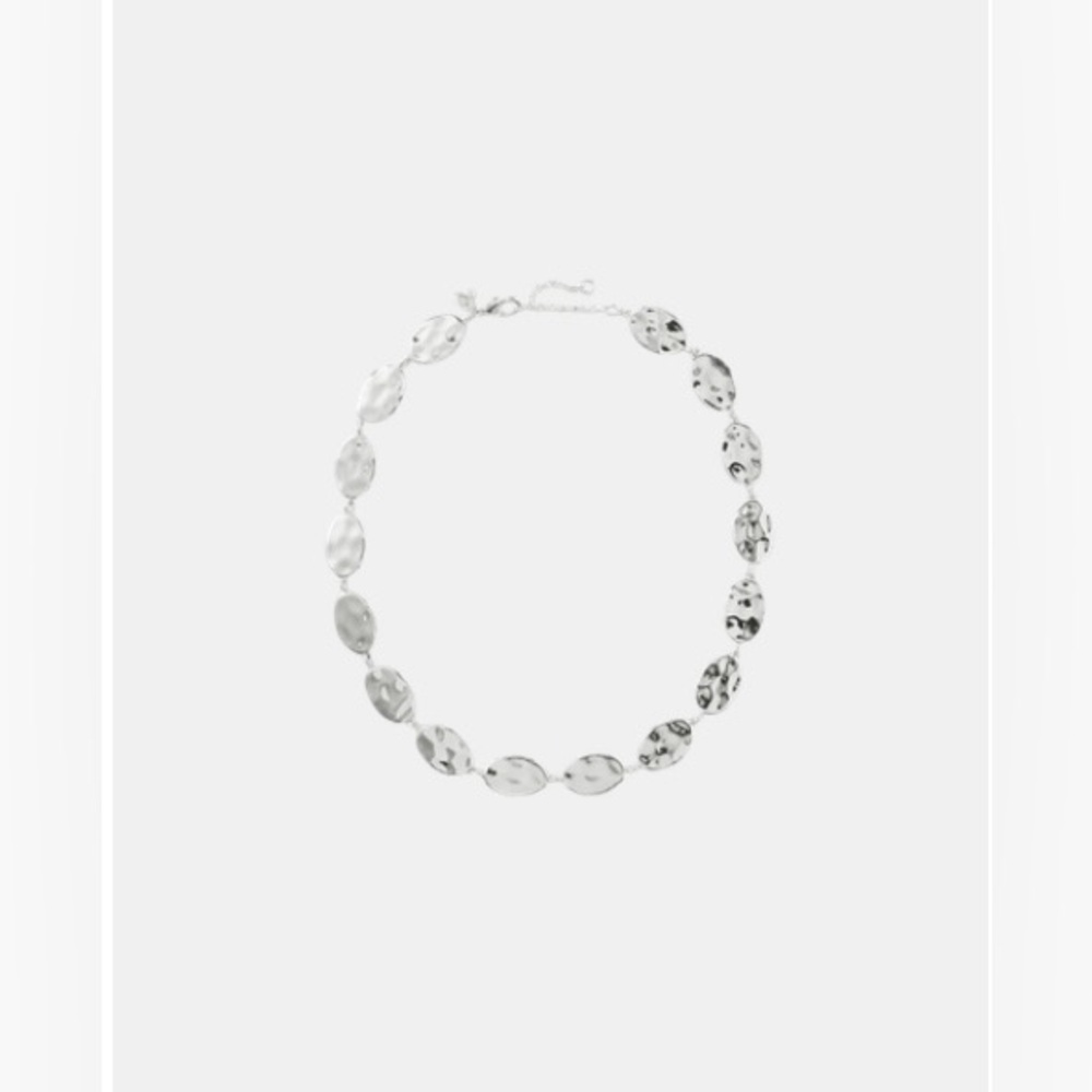 Ann Taylor textured metal disc Silver Necklace - Picture 9 of 15